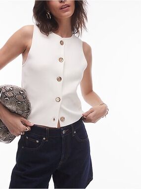 Mango Button-Front Knit Top
